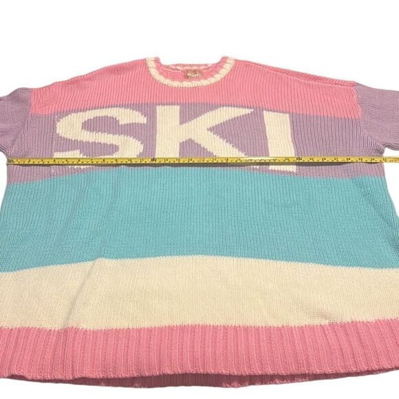 Show Me Your Mumu Ski In Pastel Cable Knit Oversized Sweater Size 2X NWT - Picture 12 of 13